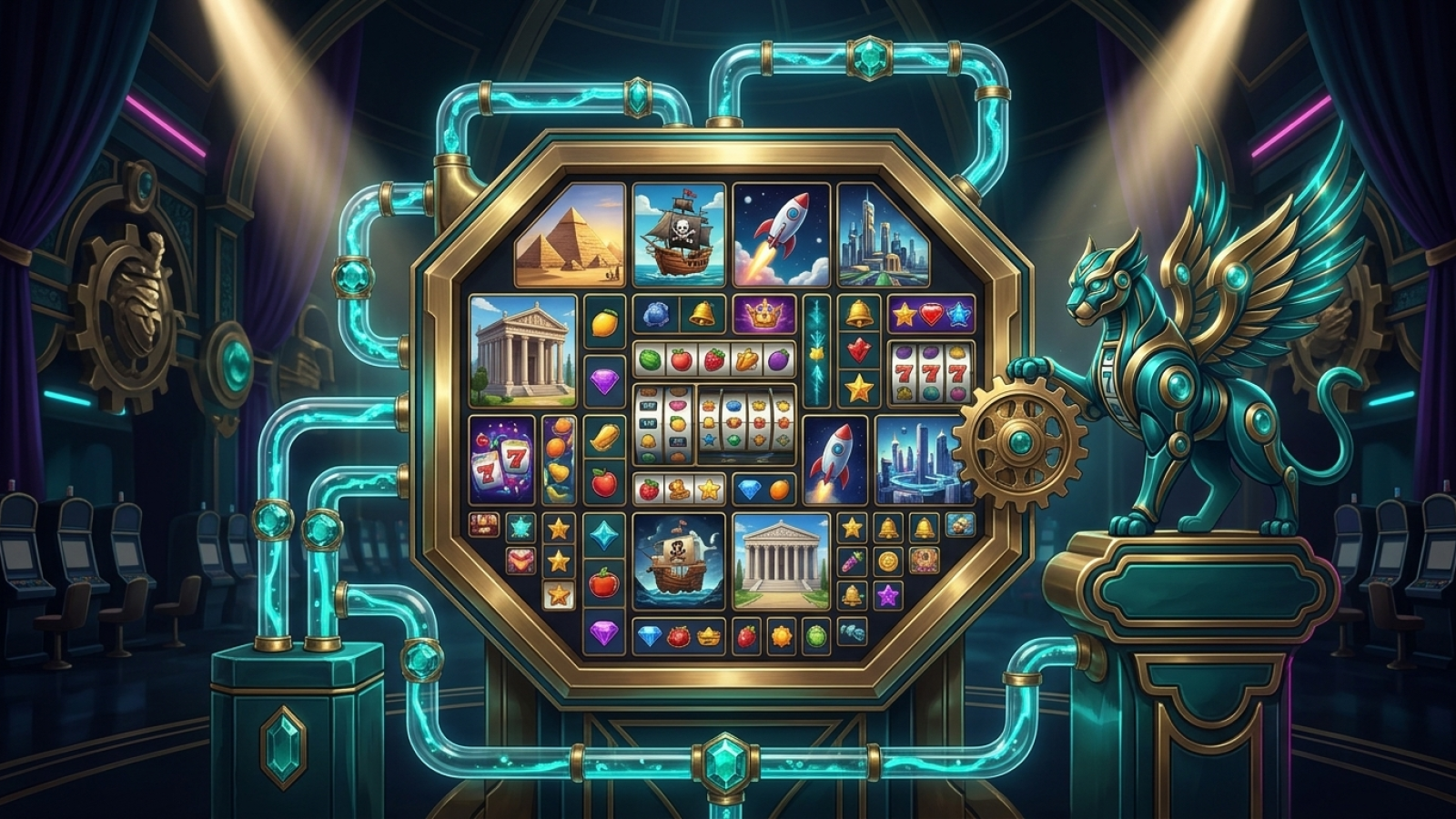 Rolling Slots Casino: Illustrativ scen; Betyg: 9.4/10; Licens: Curacao Gaming Control Board
